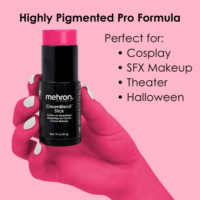 Mehron Makeup CreamBlend Stick | Face Paint, Body Paint, & Foundation Cream Makeup | Perfect for Halloween .75 oz (21 g) (Pink) - Image 3